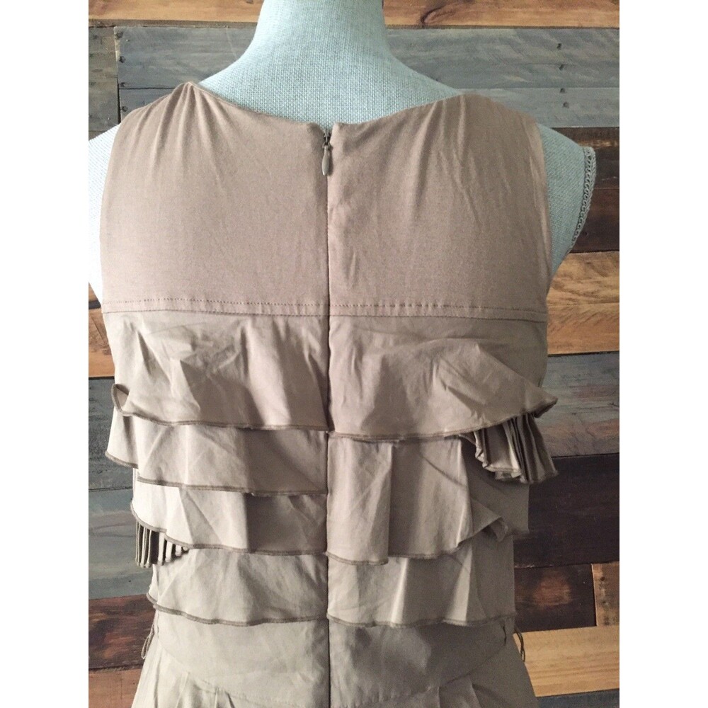BCBG MAXAZRIA Sleeveless mocha Sheath Ruffle Tiered Dress size 6 B317 - Picture 8 of 12